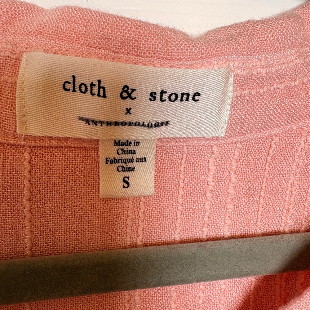 Cloth & Stone Pink Textured Button Shirt Hi Low Coastal Preppy Small - Picture 4 of 7